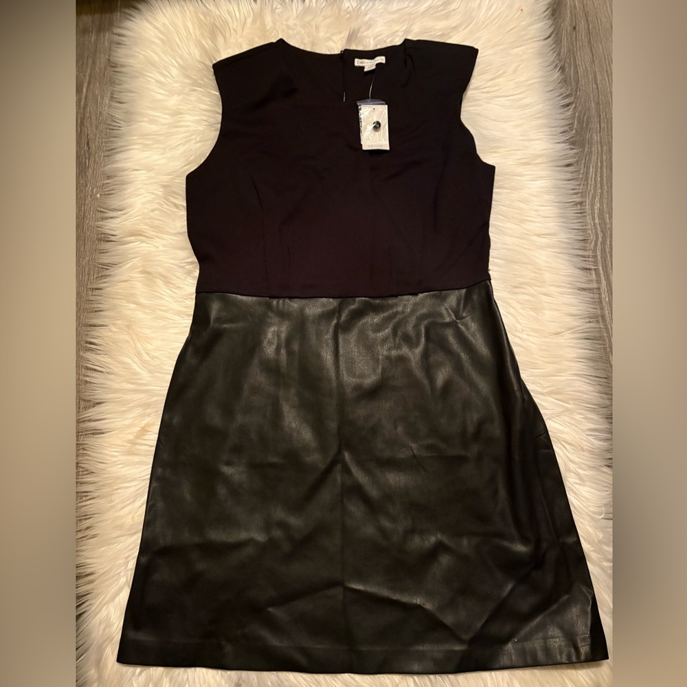 Cato  Black cotton and leather look Mini Dress